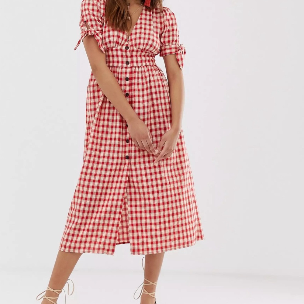 ASOS Moon River gingham midi dress